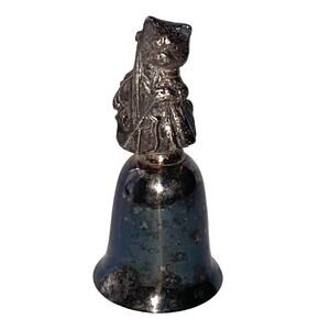 Vtg New England Collectors Bell Hey Diddle Diddle Cat and Fiddle Silver Plate